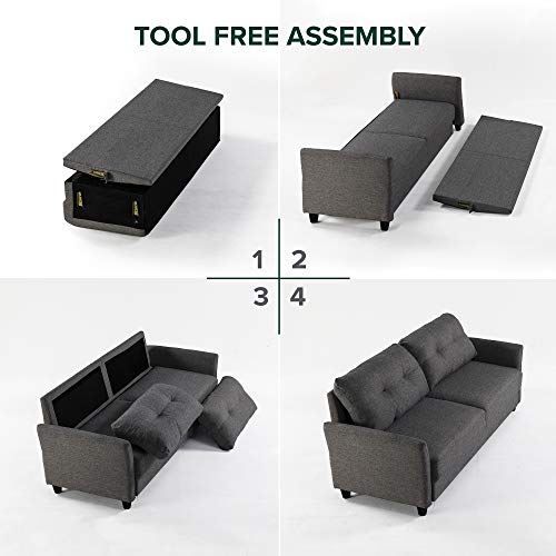 Dark Grey Tufted Loveseat with Easy Assembly