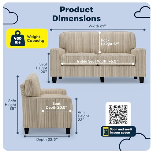Beige Modern Sofa with Tool-Free Assembly