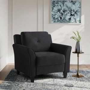 Harrington Armchair - Black, 35.4"W x 32"D x 32.7"H