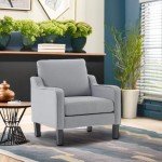 Mid Century Grey Fabric Accent Chair