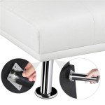 Black Faux Leather Futon with Cupholders and Pillows