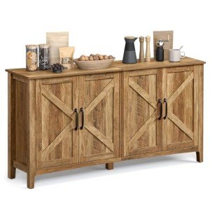 Adjustable Shelf Buffet Cabinet for Rustic Living Room