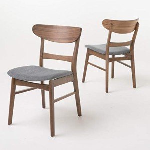 Idalia Dining Chairs, 2-Pcs Set, Dark Grey/Walnut