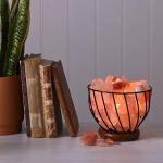 Himalayan Rock Salt Table Lamp with Metal Basket