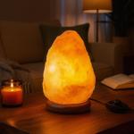 Himalayan Salt Lamp with Dimmer and Wooden Base