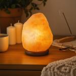 Himalayan Salt Lamp with Dimmer and Wooden Base