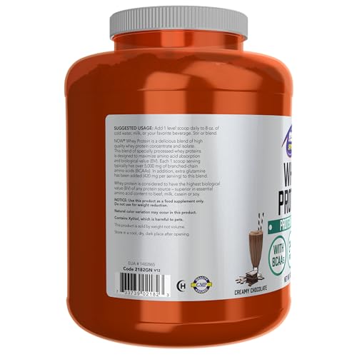 NOW Whey Protein, 24g BCAAs, Creamy Chocolate