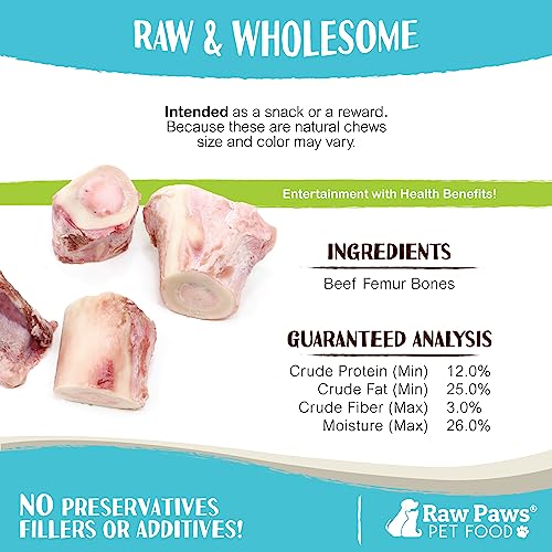 Raw Paws Pet Small Beef Marrow Bones - 24 ct