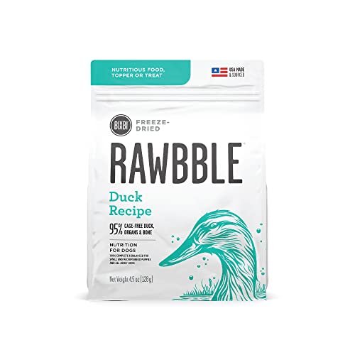 BIXBI Rawbble Freeze Dried Dog Food, Duck Recipe, 4.5 oz