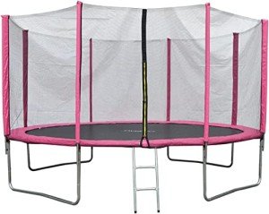 10ft Pink Trampoline with Safety Enclosure and Ladder