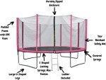 10ft Pink Trampoline with Safety Enclosure and Ladder