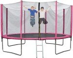 10ft Pink Trampoline with Safety Enclosure and Ladder