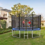 Outdoor Round Trampoline with Safety Net and Ladder