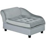 PawHut Soft Dog Sofa with Storage - Light Grey