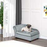 PawHut Soft Dog Sofa with Storage - Light Grey