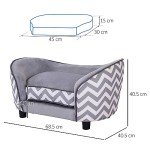 Plush Fur Dog Sofa with Wooden Frame - Gray