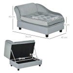 PawHut Soft Dog Sofa with Storage - Light Grey