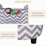 Plush Fur Dog Sofa with Wooden Frame - Gray