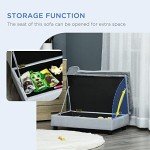 PawHut Soft Dog Sofa with Storage - Light Grey