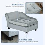 PawHut Soft Dog Sofa with Storage - Light Grey