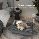 PawHut Removable Cushion Dog Sofa - Grey