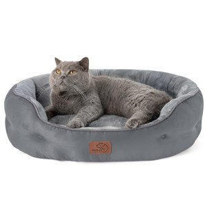 Cozy Round Dog Bed for Small Dogs - Grey