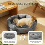 Cozy Round Dog Bed for Small Dogs - Grey