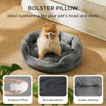 Cozy Round Dog Bed for Small Dogs - Grey