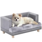 PawHut Plush Sofa Dog Bed with Wooden Frame