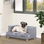 PawHut Plush Sofa Dog Bed with Wooden Frame