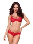 Selente Love & Fun Women's Seductive Multi-Piece Lingerie Set with Bra, Belly Belt, Thong & Satin Blindfold, Made in EU, red, S-M