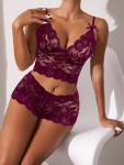 High Waist Floral Lace Sheer Pajamas Set