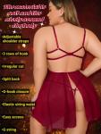 Kaei&Shi Plus Size Burgundy Babydoll Lingerie Set