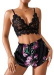 ALOECDYV Women Sexy Lingerie Set Strappy High Waist Floral Lace Pajamas Lingerie Set, Black, XXL