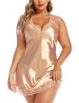 Avidlove Plus Size Satin Lace Chemise Nightgown