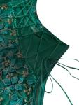 Lilosy Women's Lace-Up Floral Embroidered Teddy Bodysuit