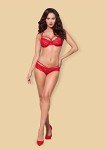 Selente Love & Fun Women's Seductive Multi-Piece Lingerie Set with Bra, Belly Belt, Thong & Satin Blindfold, Made in EU, red, S-M