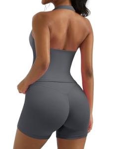 Halter Sports Bra and Biker Shorts Set