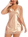 Avidlove Plus Size Satin Lace Chemise Nightgown