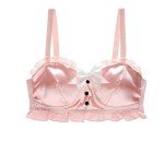 ZooChest Silk Lingerie Set for Women Sexy Soft Bra and Knicker sets Cosplay Dress Shiny Lolita Underwear Panties Pink