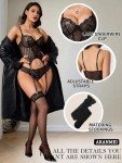 Aranmei Sexy Lingerie Sets for Women 3 Peice Lace Babydoll Bodysuit with Garter Belt Lingerie Bra And Panty, Black, XL