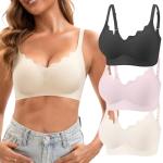 Jasmolly Women's Ultra Soft Wireless T-Shirt Bras
