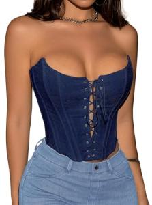 Lace-Up Overbust Corset Top for Women