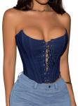 Lace-Up Overbust Corset Top for Women