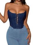 Lace-Up Overbust Corset Top for Women