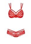Selente Love & Fun Women's Seductive Multi-Piece Lingerie Set with Bra, Belly Belt, Thong & Satin Blindfold, Made in EU, red, S-M