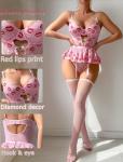 Red Underwire Corset Bodysuit Lingerie Set