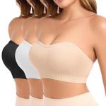 Strapless Wireless Padded Bandeau Bra with Clear Straps