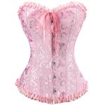 Pink Lace Overbust Corset Bustier for Women