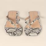 Grey Faux Snakeskin Women's Thong Sandals